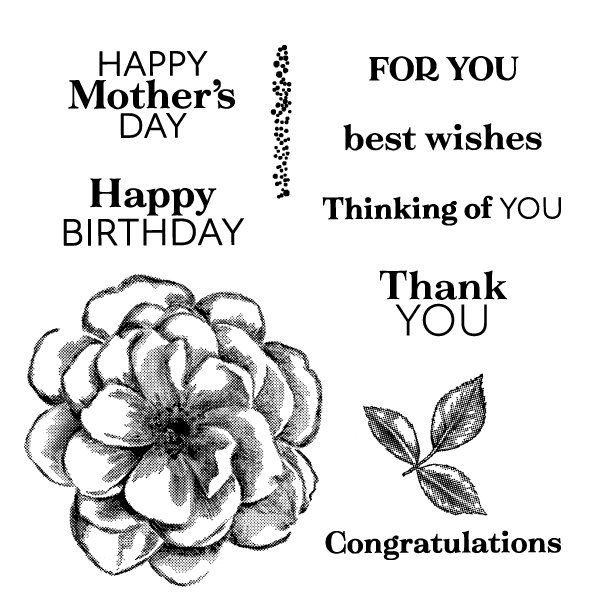 Sentimental Rose card kit showing stamp sets included